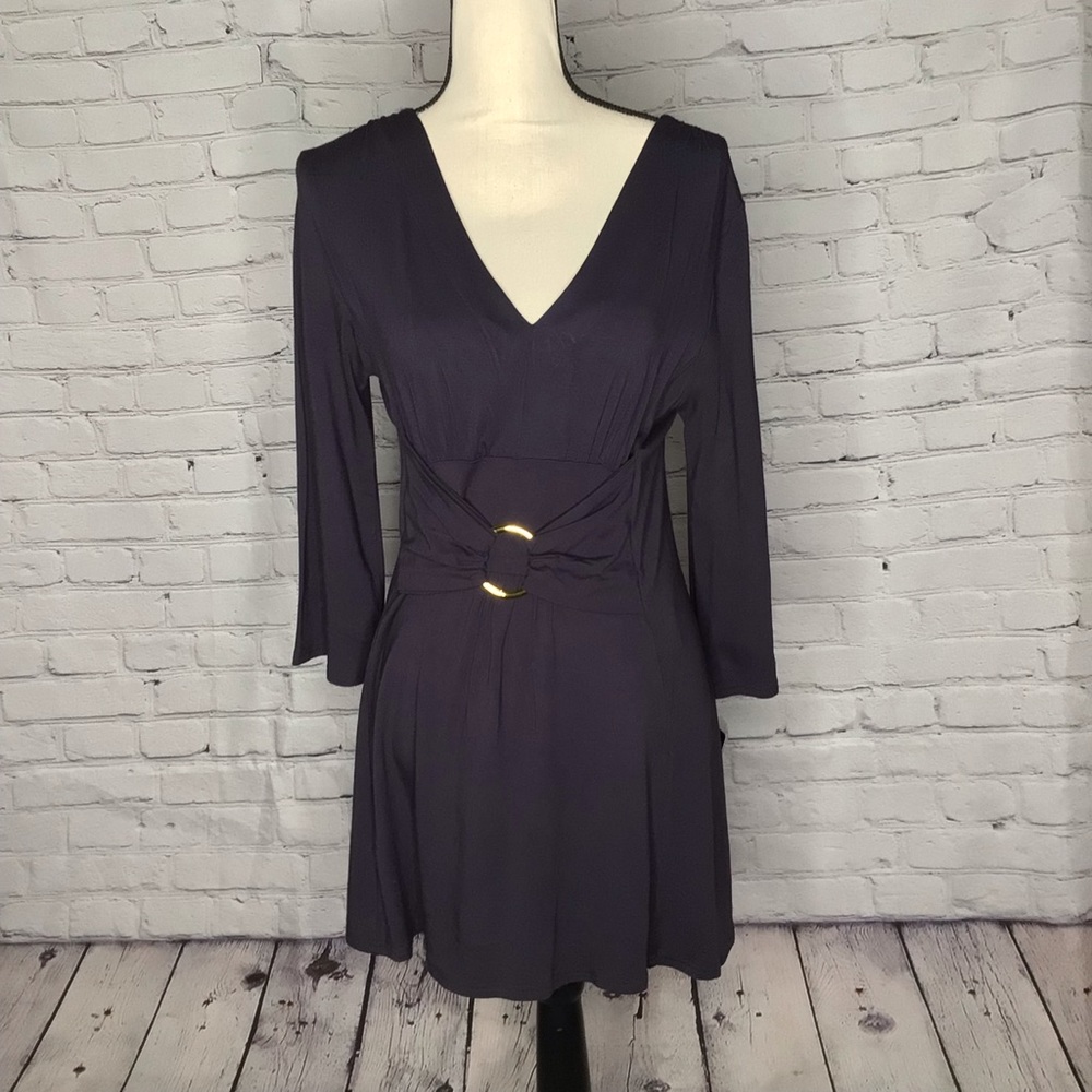 Completely Me by Liz Lange Gray Jersey Knit V-Neck A-Line Dress Medium NWT